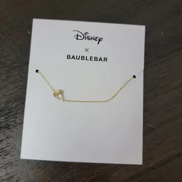Disney x Baublebar Minnie Mouse Gold Necklace Minimalist NEW - Picture 1 of 2